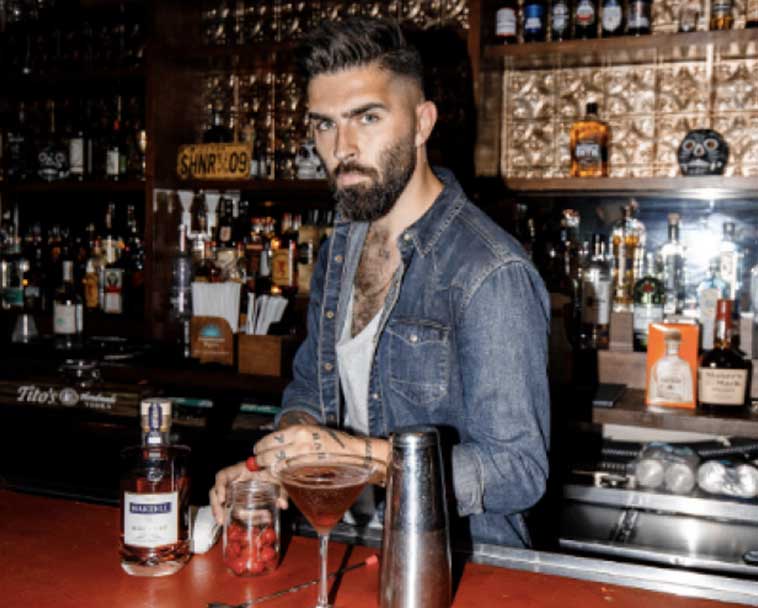 influencer drinking a bar